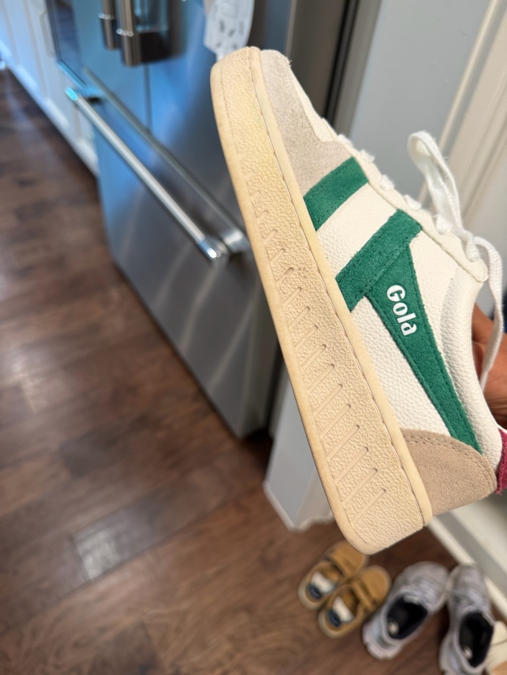 Gola Women's Grandslam Trident Sneakers in Cream, Green & Red - Picture 4 of 8